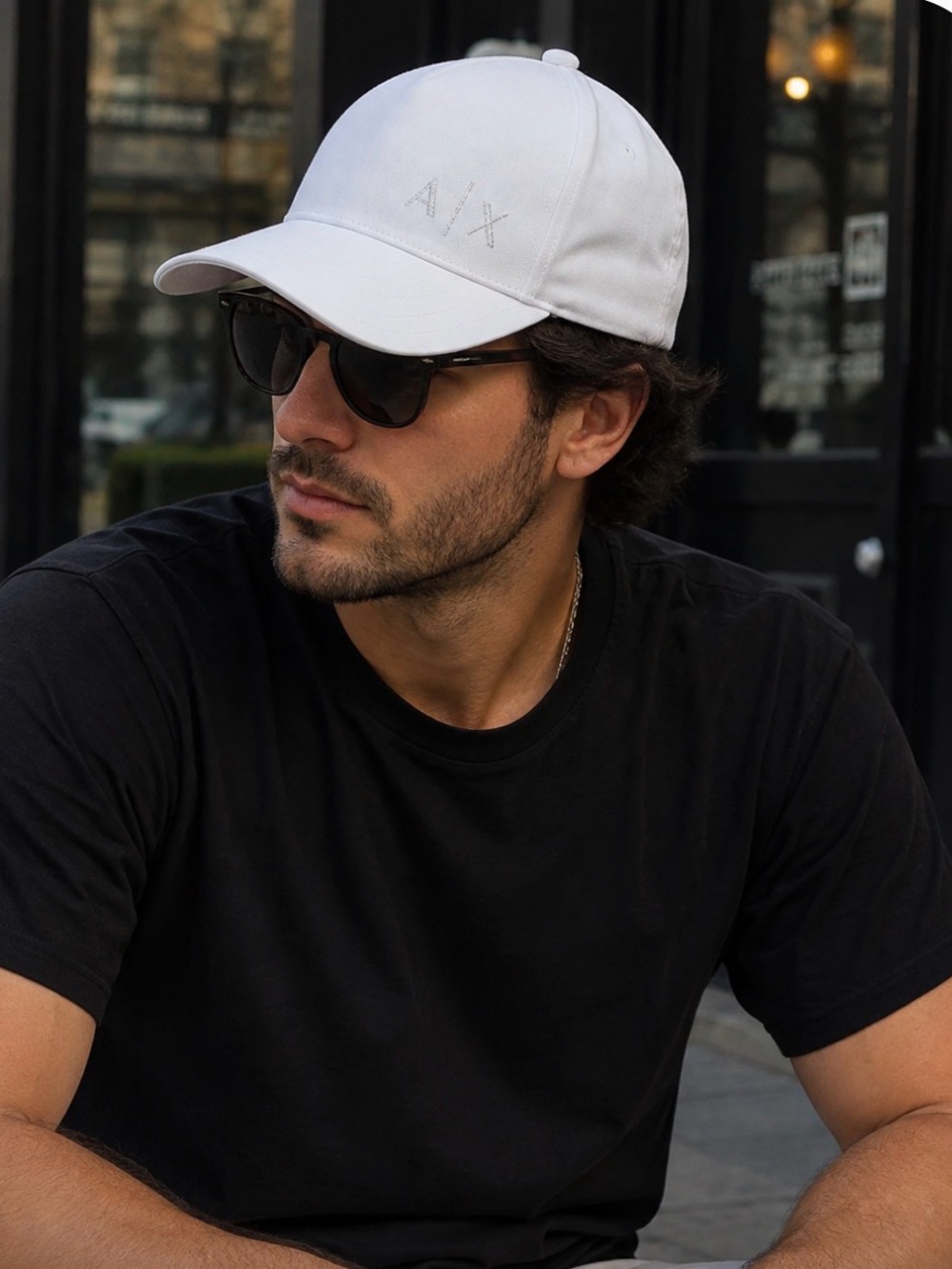 Armani Exchange White A|X Logo Baseball Cap